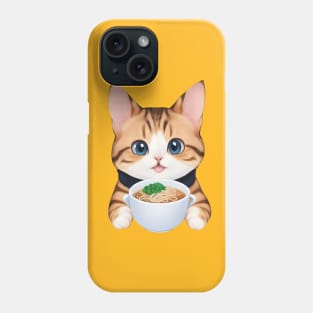 Cute Cat Holding a Cup of Ramen Phone Case