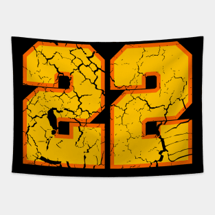22 yellow grunge number Tapestry