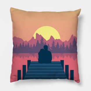 Sunset on a Dock Pillow