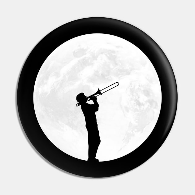 Trombone Player in Full Moon Pin by ChapDemo