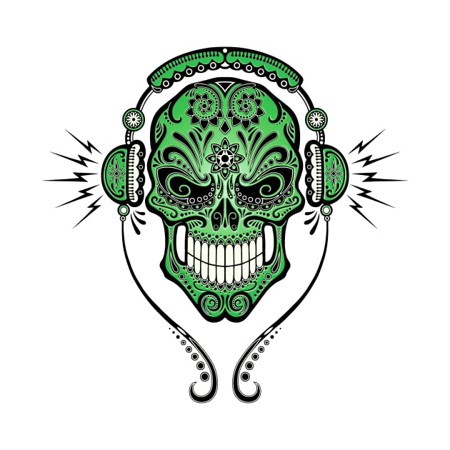 Green DJ Sugar Skull by jeffbartels