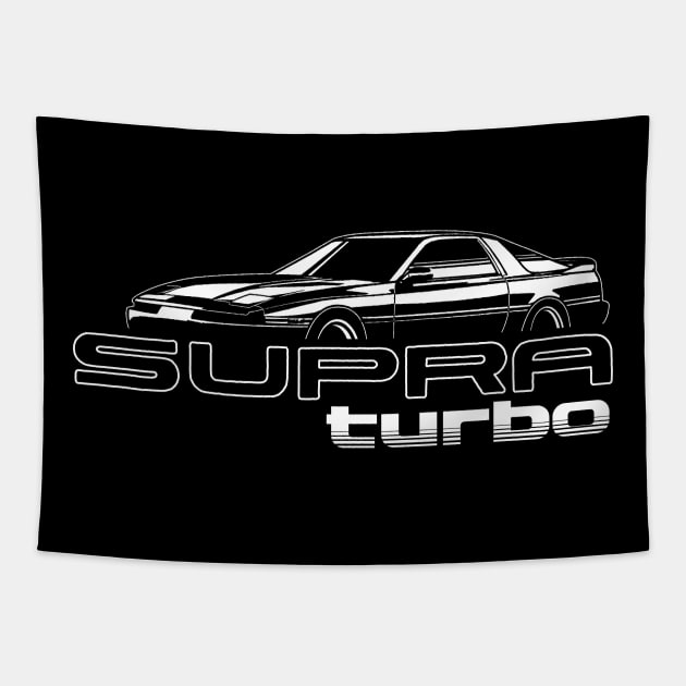 Mk3 Toyota Supra Turbo (White) Tapestry by thesupragoddess