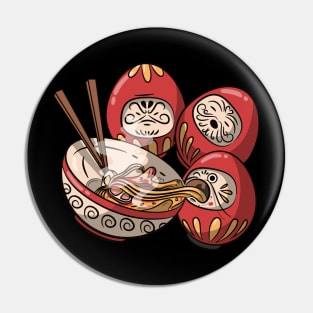 Kawaii Japanese Anime Ramen Soup Bowl Otaku Kokeshi Daruma Pin