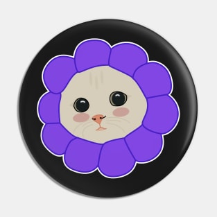 Purple cute cat with flower accessory Pin