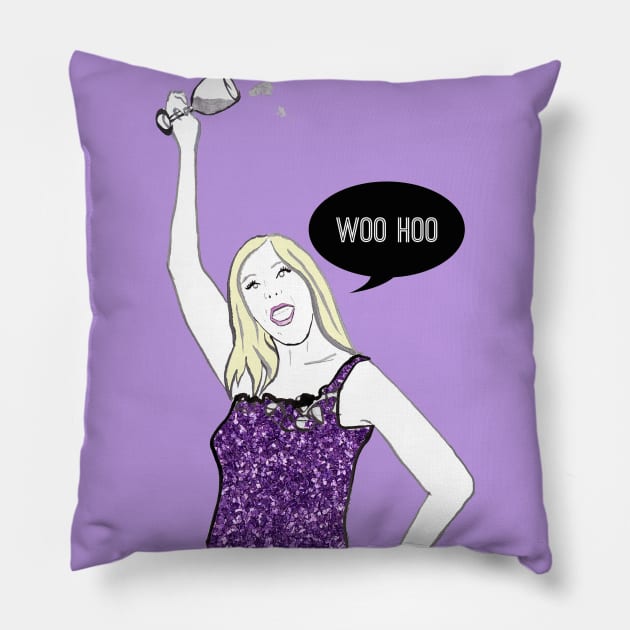 Woo Hoo Pillow by Katsillustration