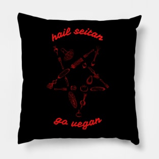 Hail seitan, go vegan / RED / Pillow