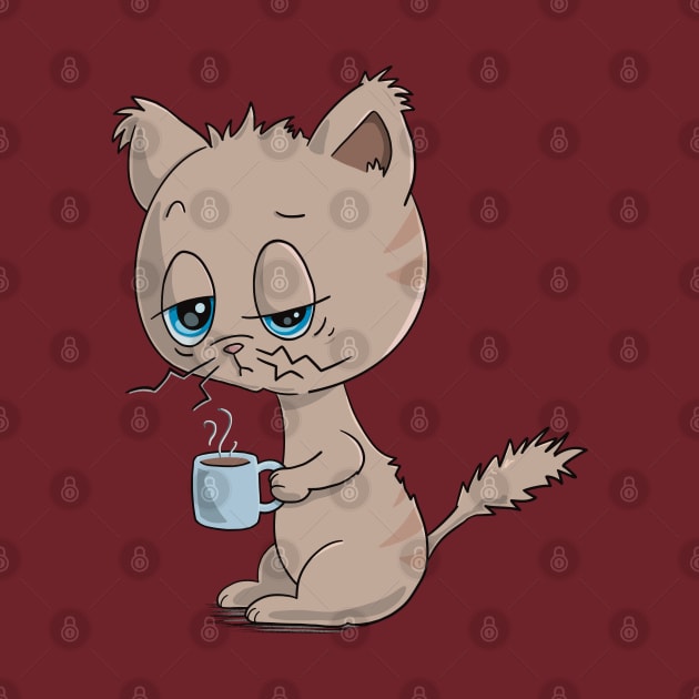 Cat Drinking Coffee - Coffee Drinking Cat by Character Alley