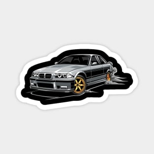 M3 E36 Car Illustration Grey Magnet