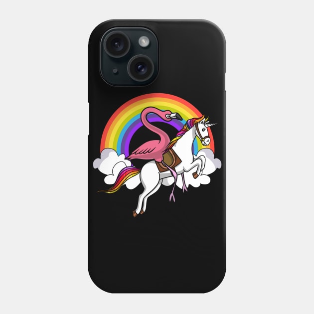 Flamingo Bird Riding Unicorn Phone Case by underheaven