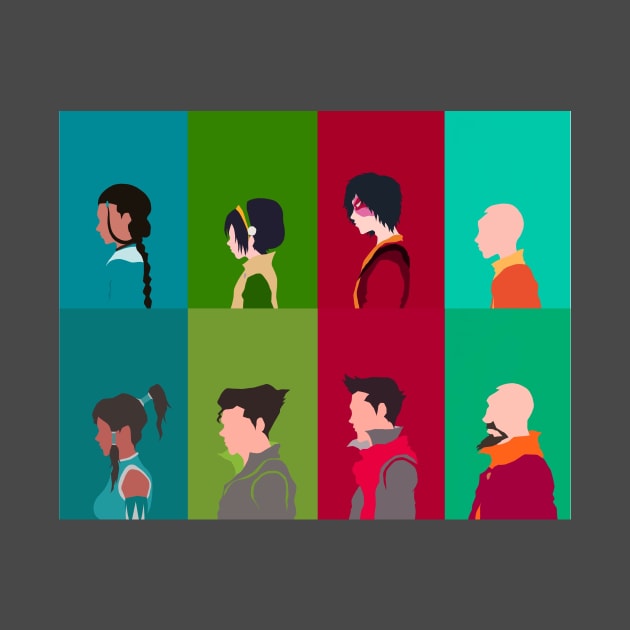 Avatar: The Last Airbender/The Legend of Korra Main Cast Minimalism by Davidbowles1