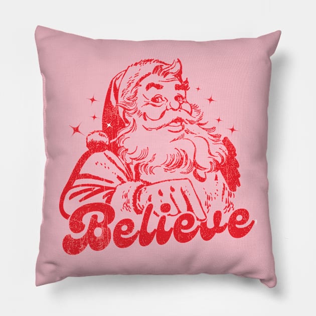 BELIEVE VINTAGE SANTA CLAUS FUNNY XMAS Pillow by wizardwenderlust