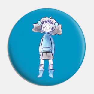 Sad Blue Girl Pin