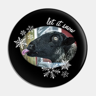 Sassy Snowflake Chomping Sheep - Let it Snow! Pin