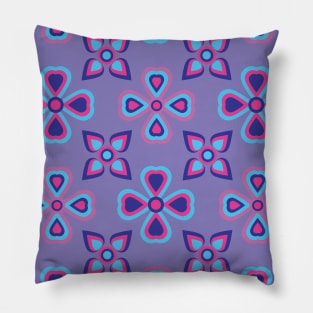 Blue and Purple Floral Pattern Pillow