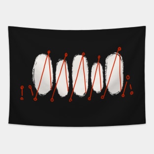 Stitches red and white t shirt Tapestry