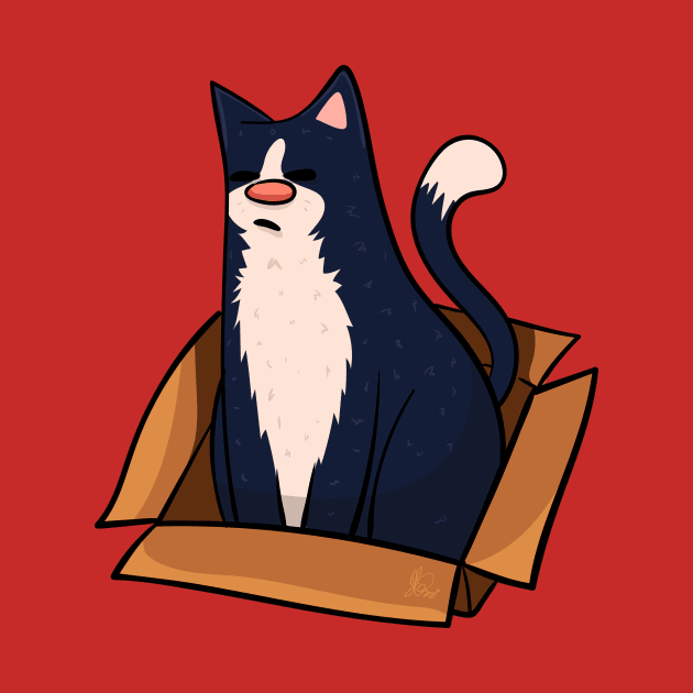 Black and White Cat in a Box by KPrimeArt