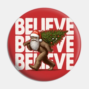 Believe in Bigfoot - Funny Christmas Pin