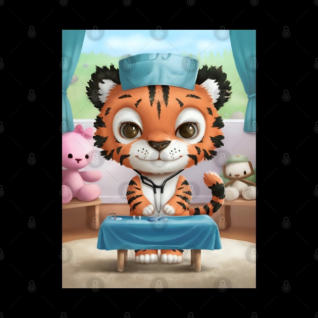 Cute tiger doctor and surgeon by Spaceboyishere