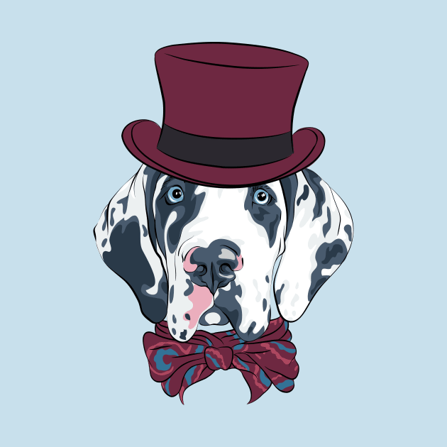 Harlequin Great Dane Puppy in hat by kavalenkava