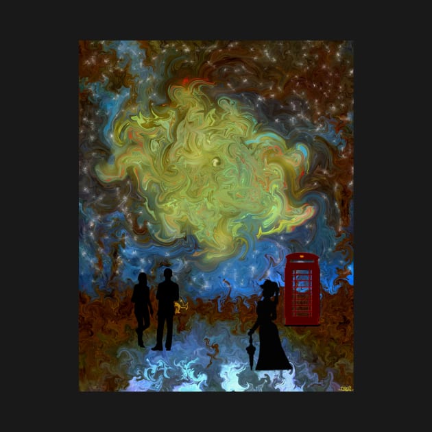 Time Traveler Phone Box Victorian Lady Man Woman by druidwolfart