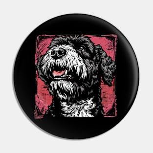 Retro Art Black Russian Terrier Dog Lover Pin