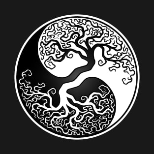 White and Black Tree of Life Yin Yang T-Shirt