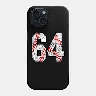 Vintage #64 Baseball Laces Baseball Mom Jersey Love Baseball Phone Case