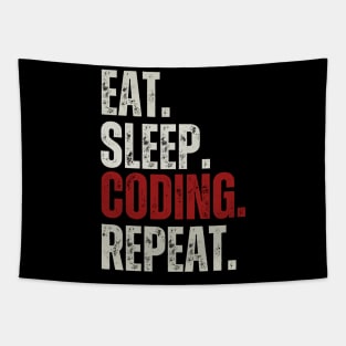 Eat Sleep Coding Repeat, Funny Programmer Sayings Tapestry