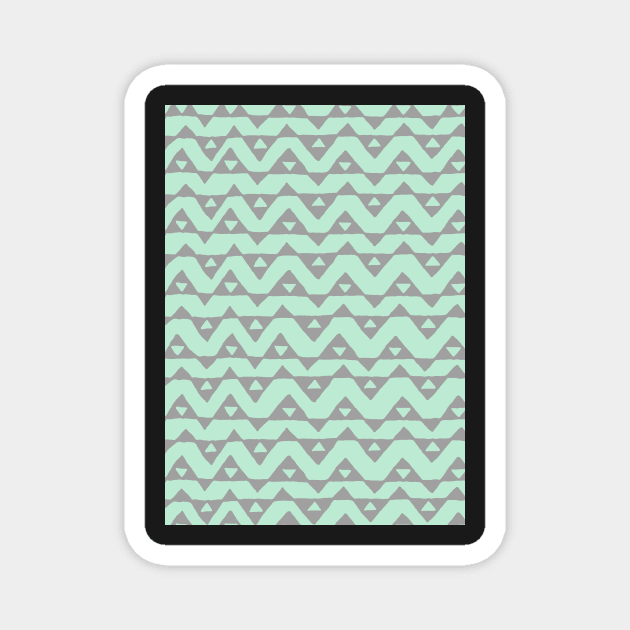 Mint Grey Modern Triangle Chevron Pattern Magnet by dreamingmind