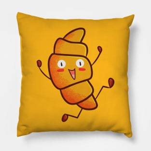 Cute Croissant Running Happily Pillow