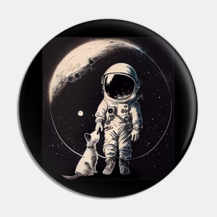 Astronaut with dog Pin