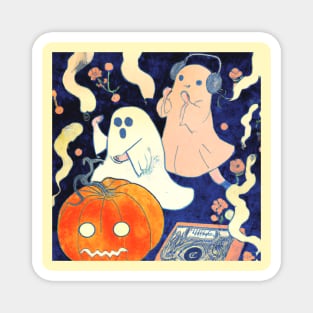 Ghosts and Pumpkin Have a Dance Party Magnet