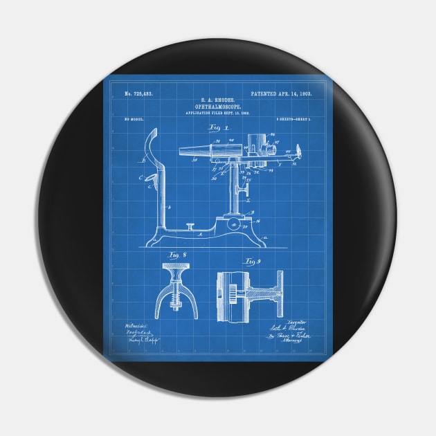 Ophthalmoscope Patent - Optometrist Eye Doctor Office Art - Blueprint Pin by patentpress
