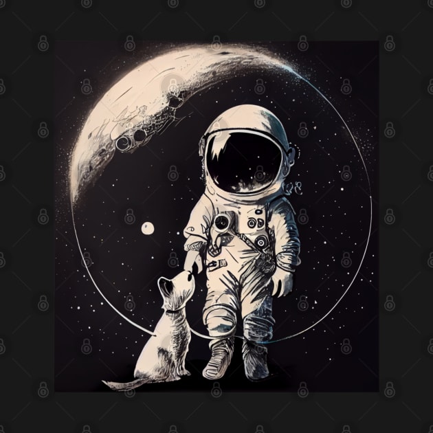 Astronaut with dog by AI INKER