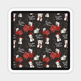 Christmas Westies black pattern Magnet