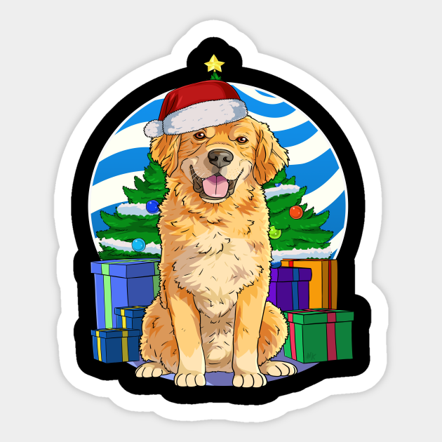 Golden Retriever Dog Christmas Sweater Tree Decoration Golden Retriever Ugly Christmas Funny Sticker Teepublic