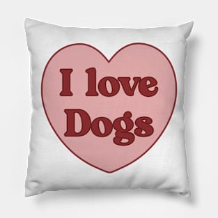 I love dogs heart aesthetic dollette coquette pink red Pillow