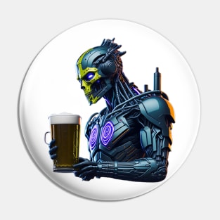 Cyborg with a beer mug Pin