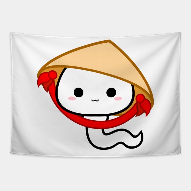 Cute Kawaii Sperm wear Vietnamese Hat Tapestry by alien3287