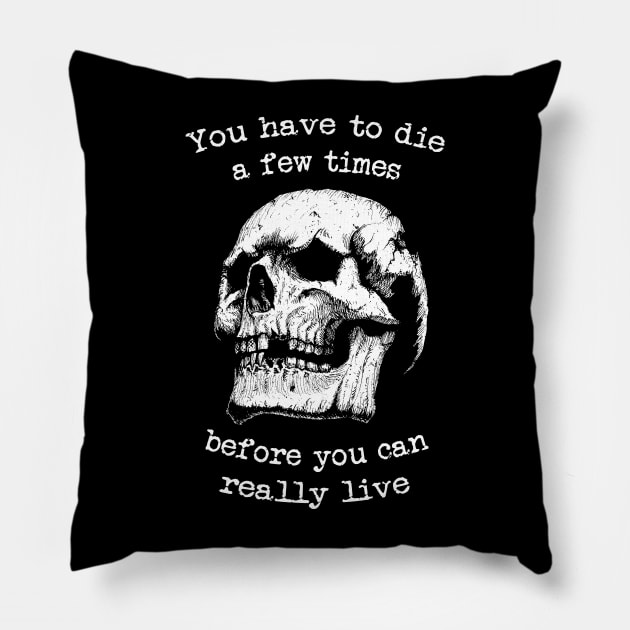 Bukowski quote skull Pillow by grimsoulart