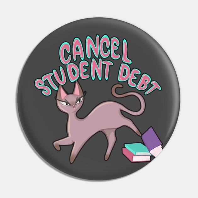 Cancel Student Debt Cat Kicking Text Books gift for student Pin by BluVelvet