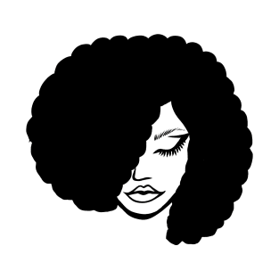 black and white afro art woman simple art T-Shirt