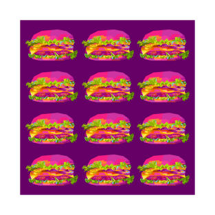 Burger Wpap Pop Art Pattern Purple background T-Shirt