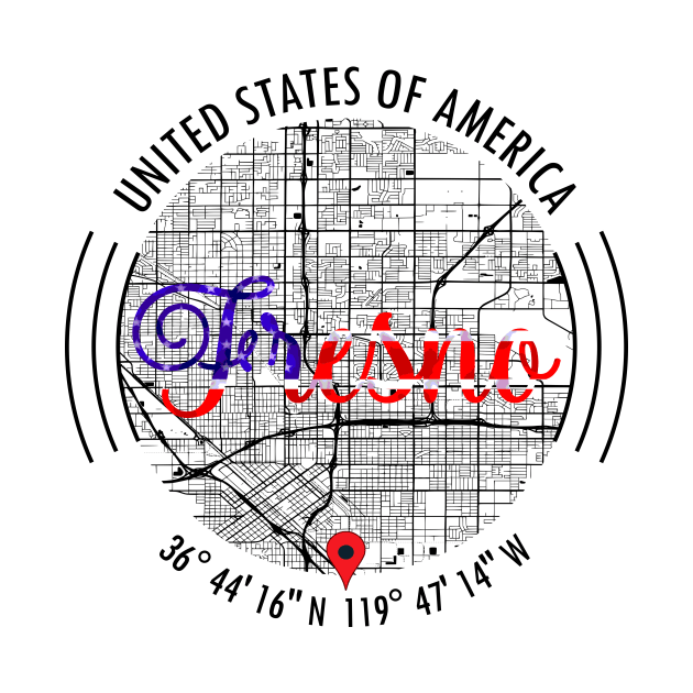Fresno USA Road Map Art - Earth Tones by ArtisticParadigms