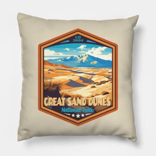 Great Sand Dunes  National Park Vintage WPA Style National Parks Art Pillow