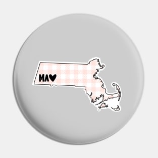 USA States: Massachusetts (pink plaid) Pin