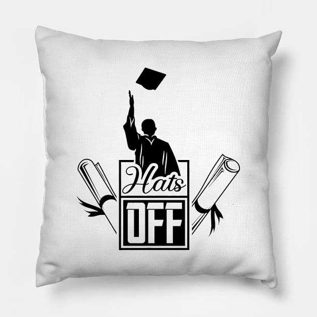 Hats Off Grad - Grad Cap Decorations DIY Graduation Pillow by joyjeff