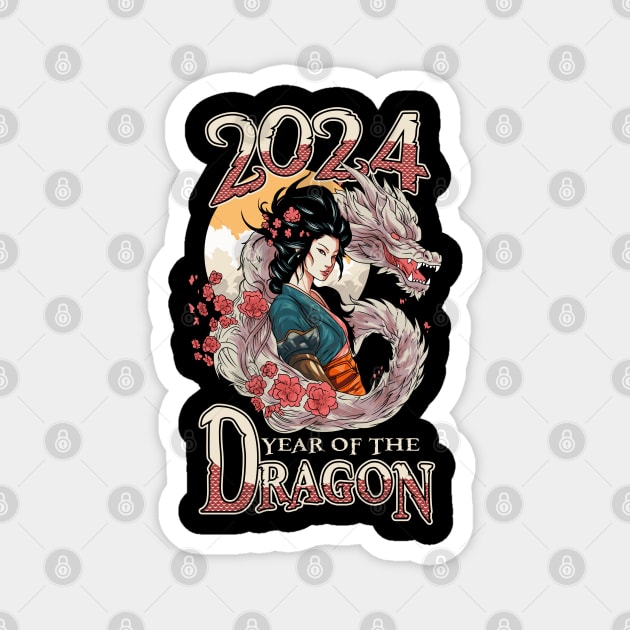Chinese New Year of the Dragon 2024 Geisha Dragon Magnet by creative