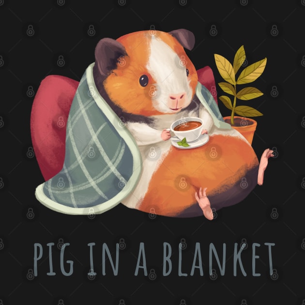 Cozy Guinea Pig in a Blanket by PamelooArt