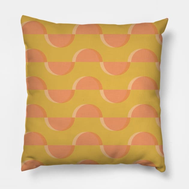 Screen printing semicircles gold orange Pillow by Sandra Hutter Designs